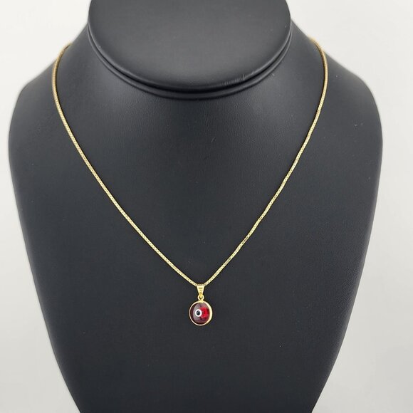 Sterling Silver 925 Evil Eye Pendant – Red Charm Necklace for Protection - Picture 1 of 10